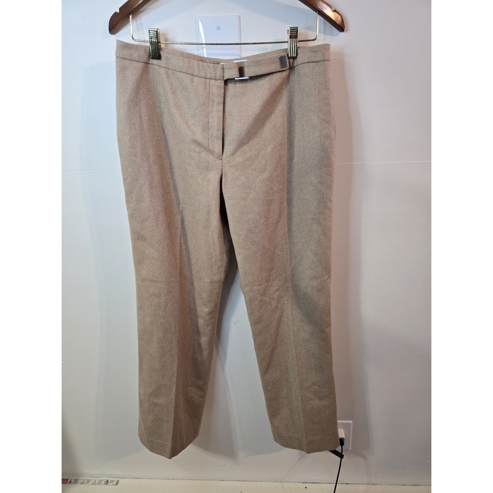 J. Crew Pants Sz 8‎ Brown Herringbone Check Wool Blend Flat Front Career Work